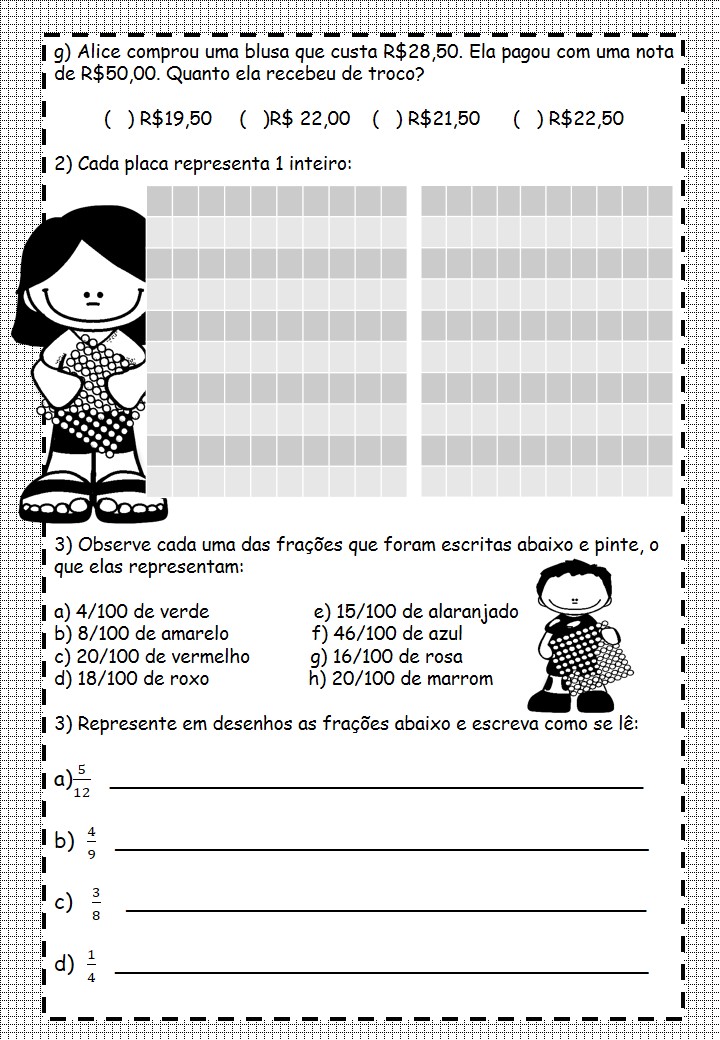 Atividade de matemática 4º ano: situações problema 4 ano