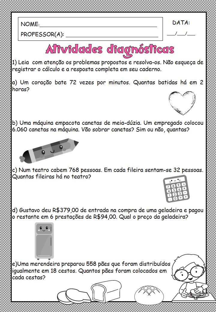 Atividades de Matemática – 5º Ano – Multiplicação e Divisão