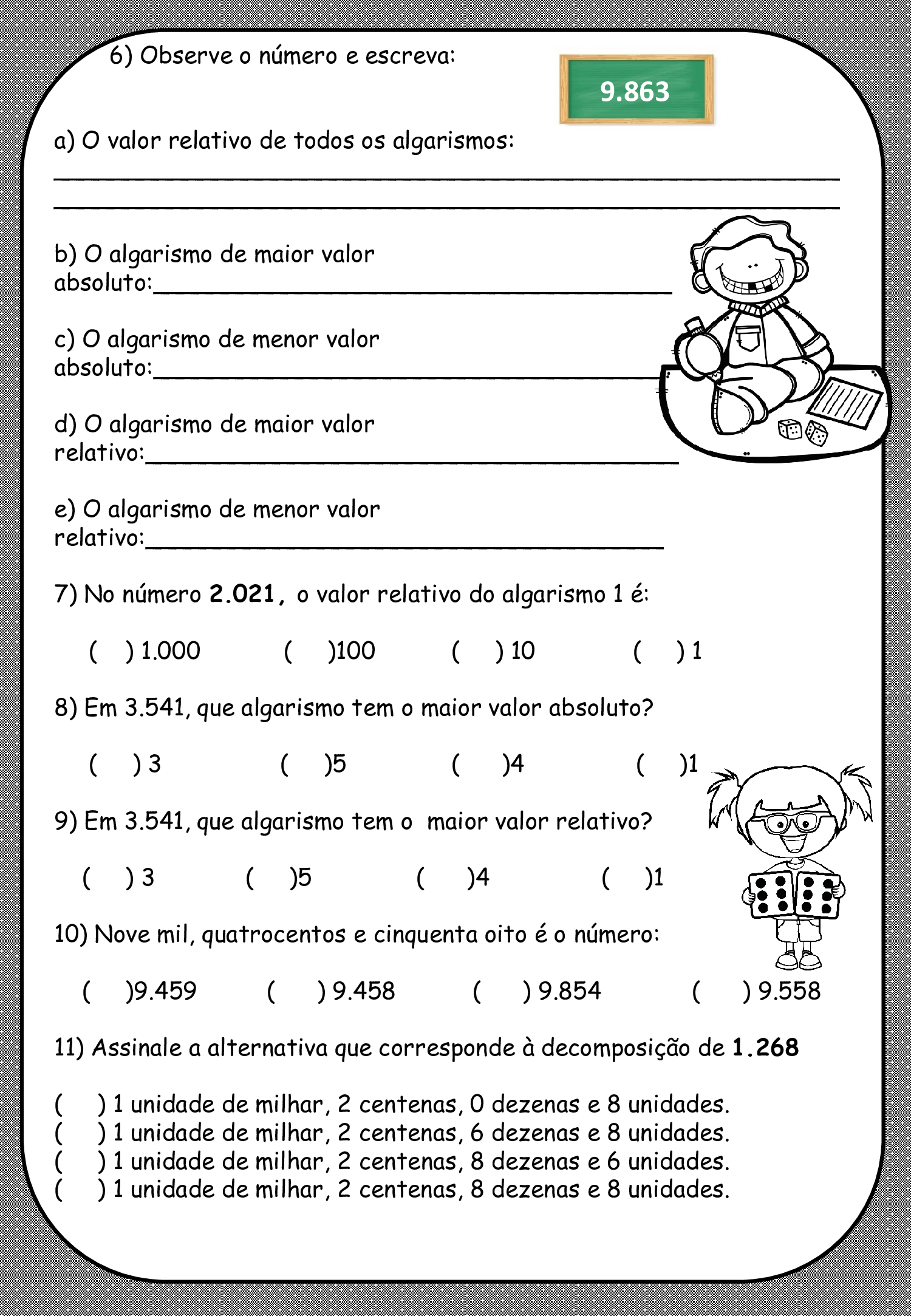 Atividades diagnósticas Matemática 3º ano - Loja da Coruja Pedagógica