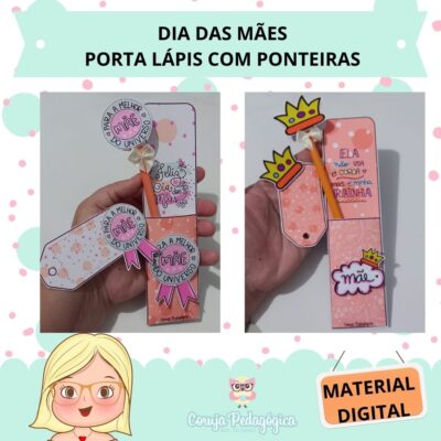 Porta lápis + ponteira + tag. Lembrancinha dia das mães