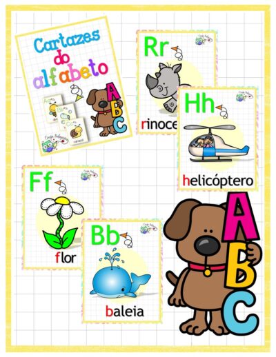 Cartaz do alfabeto incluindo ch, nh e lh