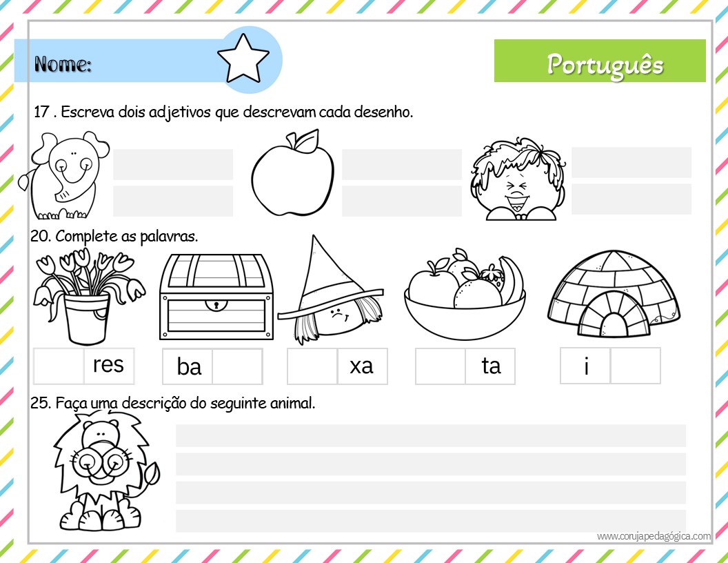 CADERNO 1 PORTUGUÊS 2º ANO (sondagem)