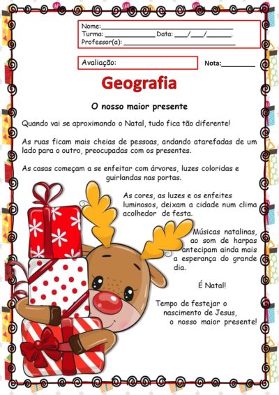 1º ano Avaliação de Geografia 4º bimestre
