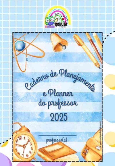 Planner e Caderno Pedagógico Floral Azul para 2025