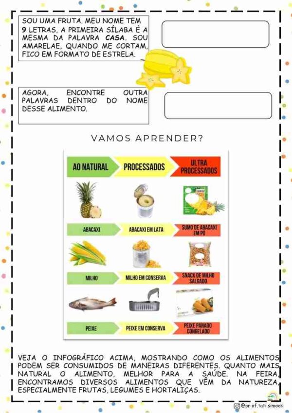 1º ANO PORTUGUÊS E CIÊNCIAS - O QUE ENCONTRAMOS NA FEIRA @prof.tati.simoes