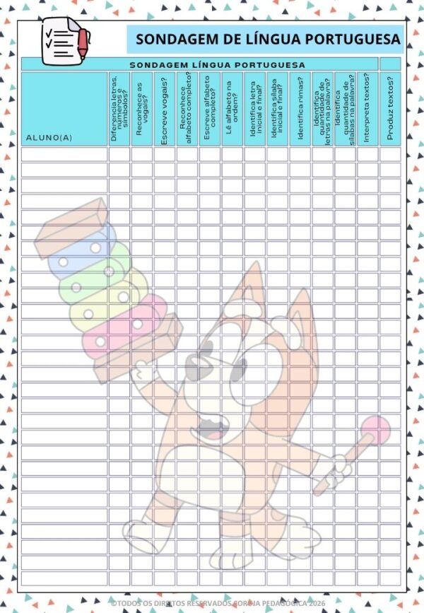 Bluey e Bingo Planner e Caderno Pedagógico 2026 @corujapedagogica