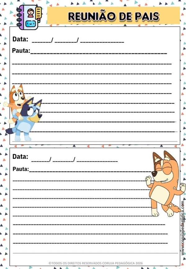 Bluey e Bingo Planner e Caderno Pedagógico 2026 @corujapedagogica