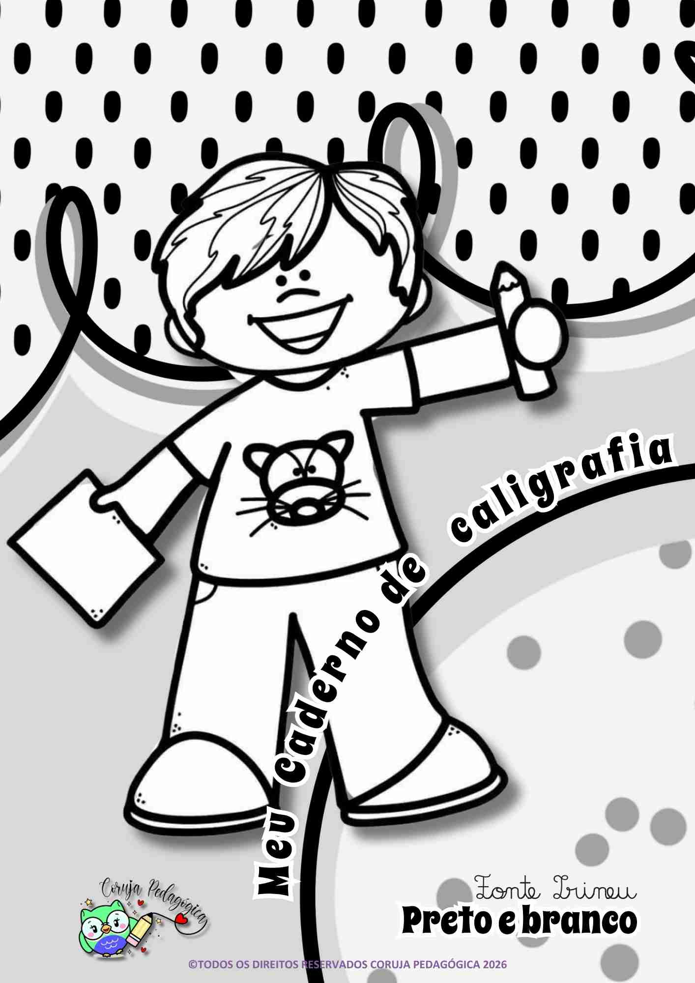 Caderno de Caligrafia Preto e Branco – Letra Cursiva e Imprensa Caderno de Caligrafia Preto e Branco – Letra Cursiva e Imprensa
