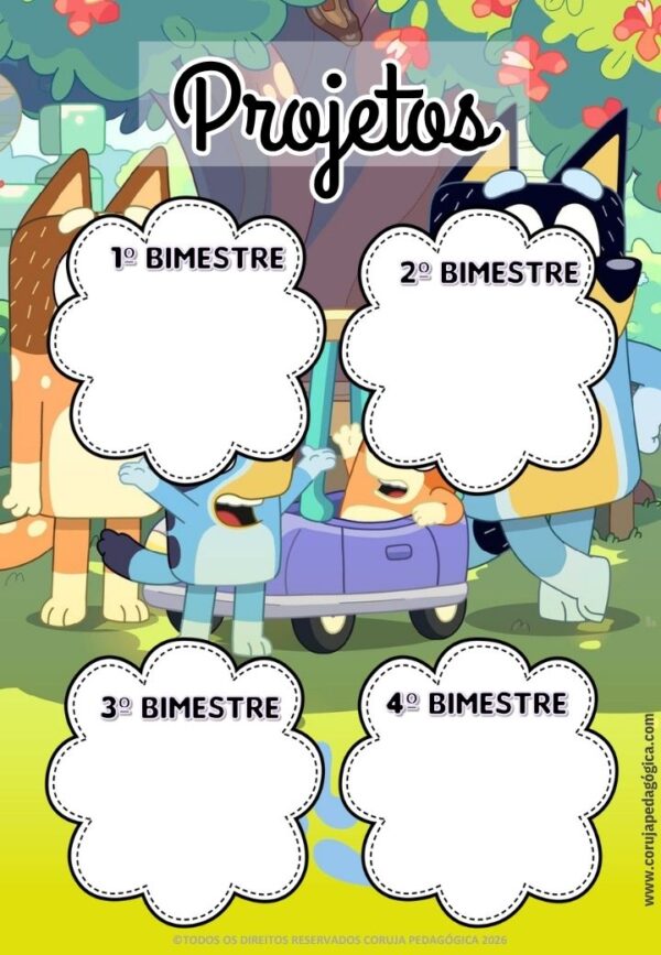 Bluey e Bingo Planner e Caderno Pedagógico 2026 @corujapedagogica