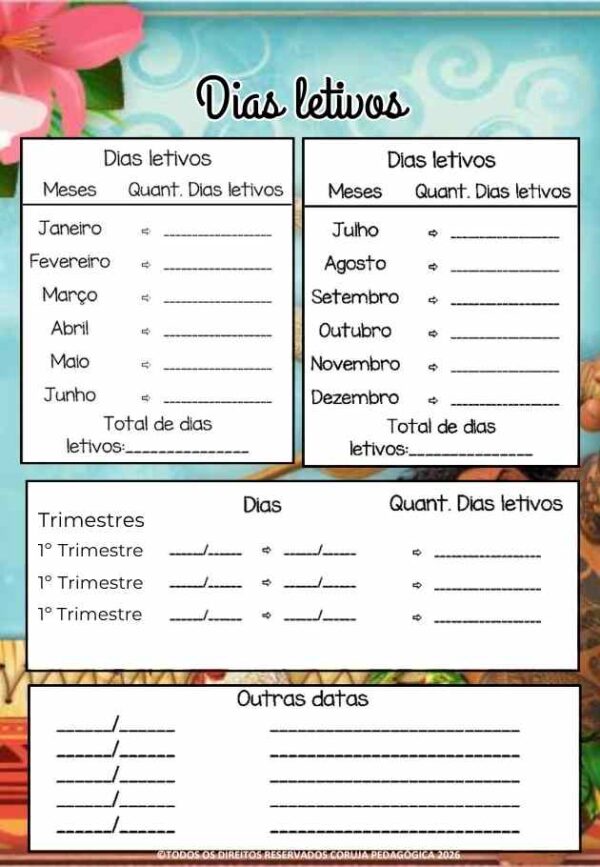 Moana Planner e Caderno Pedagógico 2026 @corujapedagogica