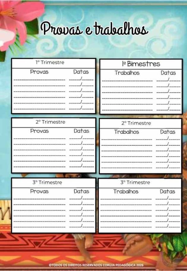Moana Planner e Caderno Pedagógico 2026 @corujapedagogica
