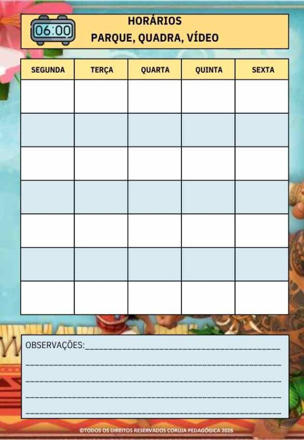 Moana Planner e Caderno Pedagógico 2026 @corujapedagogica