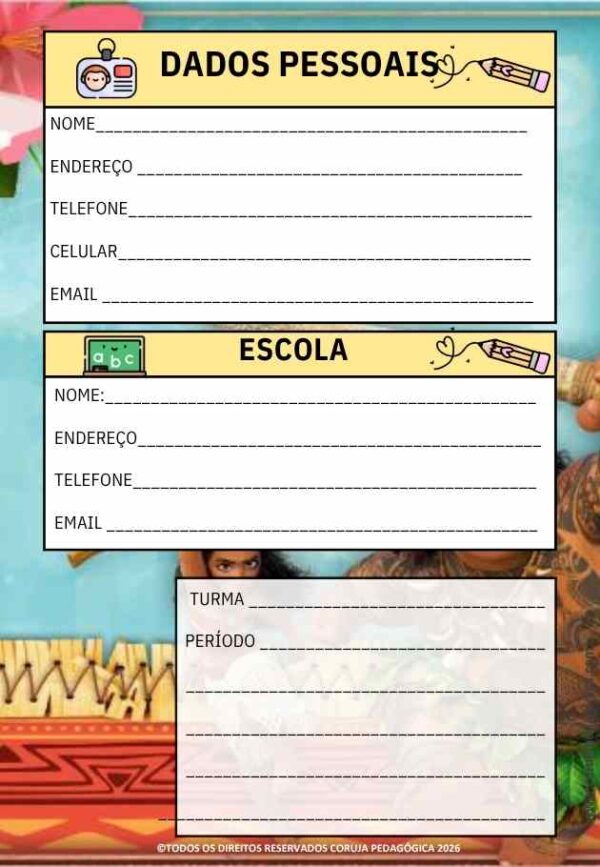 Moana Planner e Caderno Pedagógico 2026 @corujapedagogica
