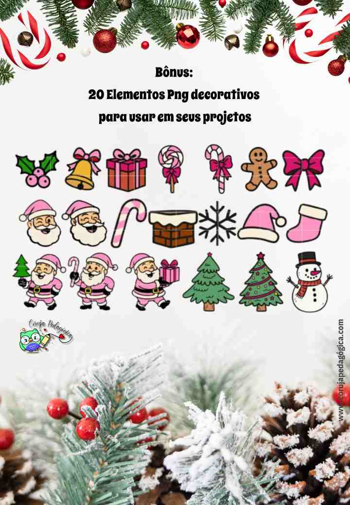 PACOTE DE 4 FONTES NATALINA EM PNG Pacote de 4 Fontes decorativas Natalinas @corujapedagogica