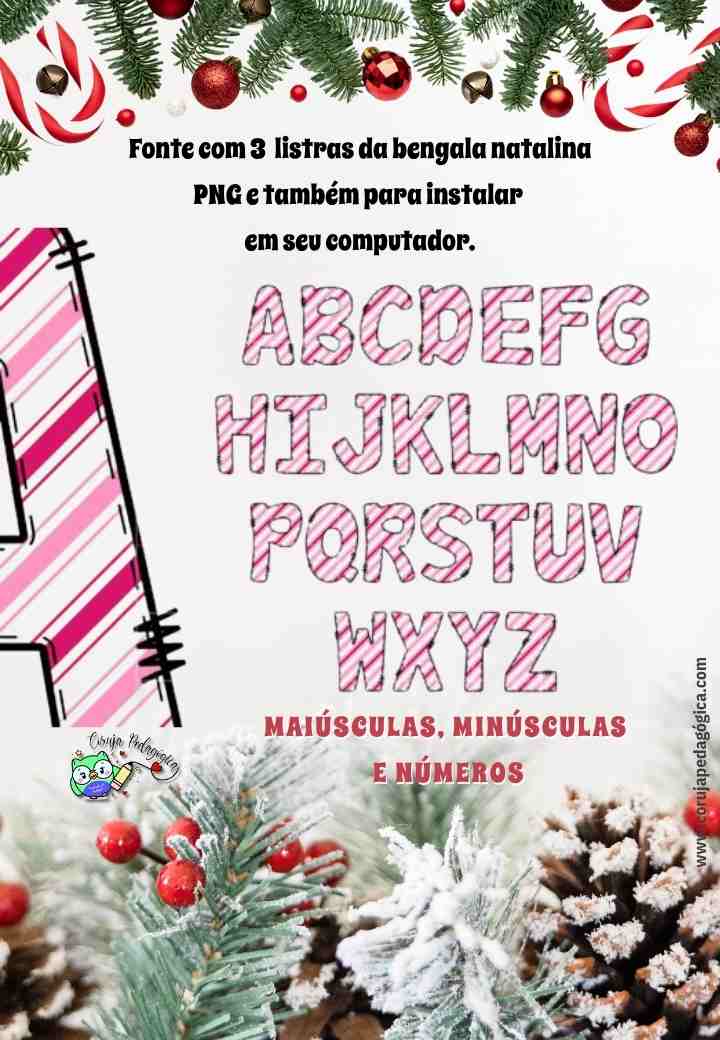 PACOTE DE 4 FONTES NATALINA EM PNG Pacote de 4 Fontes decorativas Natalinas @corujapedagogica