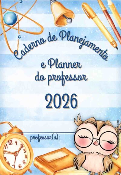 Coruja Floral AZUL Planner e Caderno de Planejamento para professores 2026