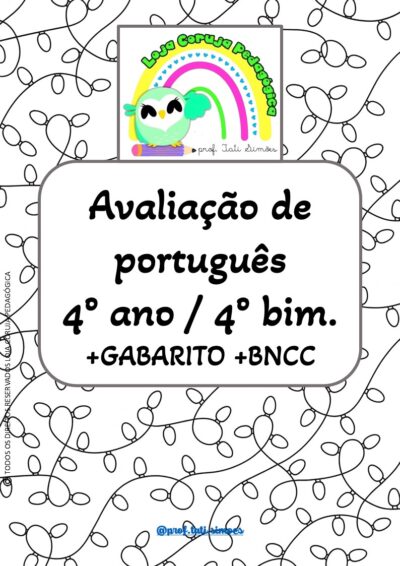 Avaliação Final de Língua Portuguesa 4º ano – 4º Bimestre (Versão Preto e Branco para Colorir)