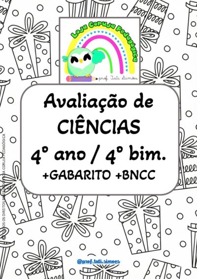 Avaliação de Ciências 4º Ano – 4º Bimestre (Versão Preto e Branco para Colorir)