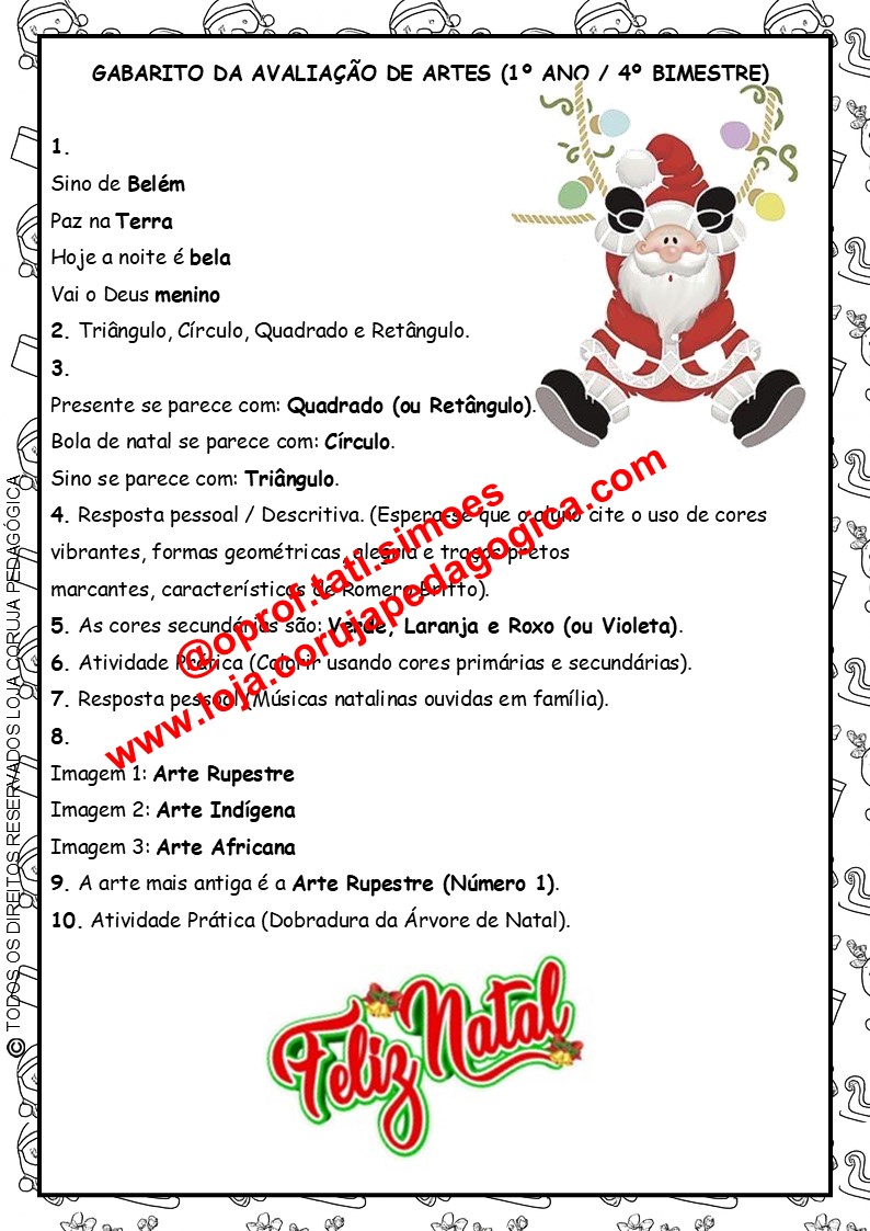 Avaliação Final de Artes 1º Ano - 4º Bimestre Avaliação Final de Artes 1º Ano - 4º Bimestre