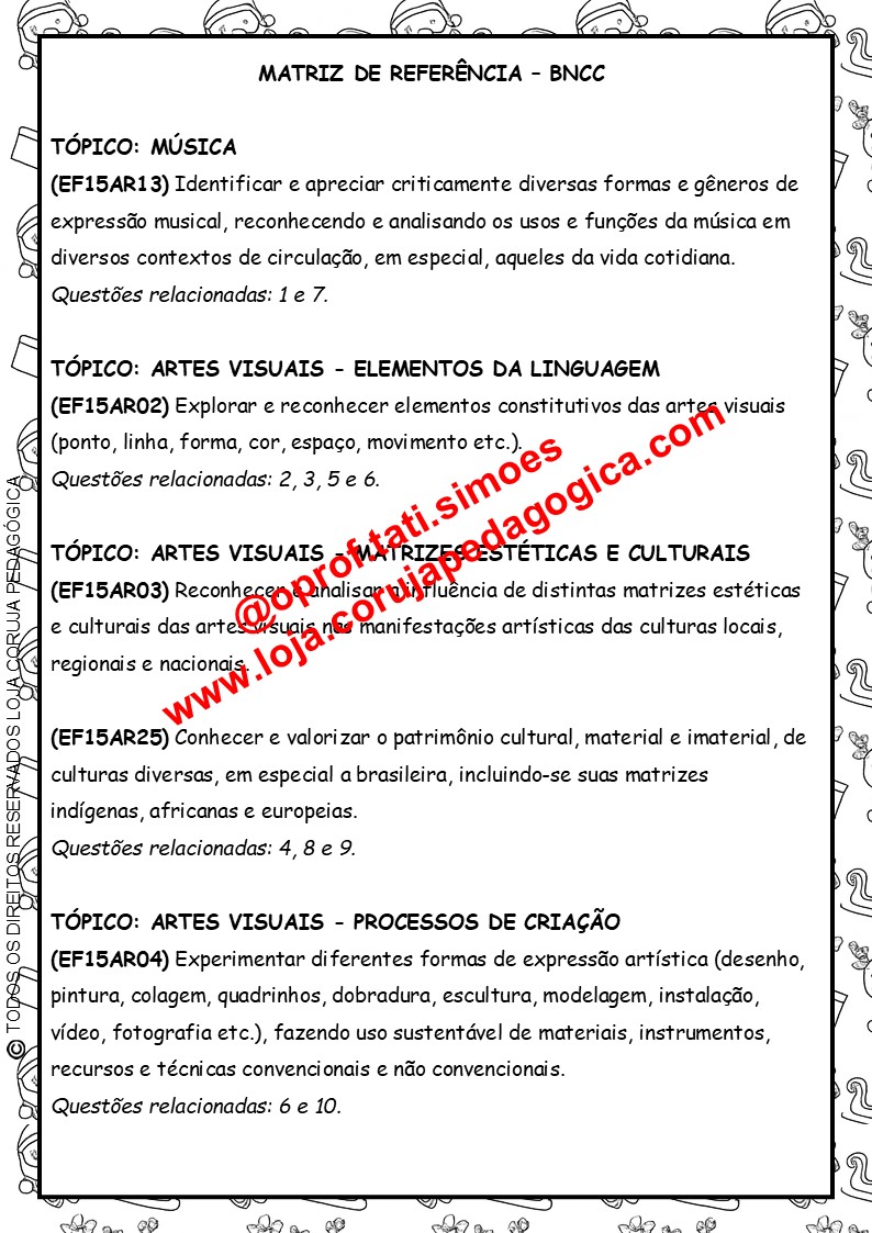 Avaliação Final de Artes 1º Ano - 4º Bimestre Avaliação Final de Artes 1º Ano - 4º Bimestre