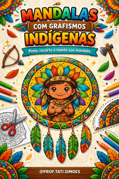 Mandalas com grafismos indígenas recorte e colagens @prof.tati.simoes