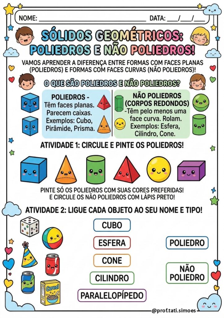 Sólidos geométricos Poliedros e não poliedros caderno de atividades