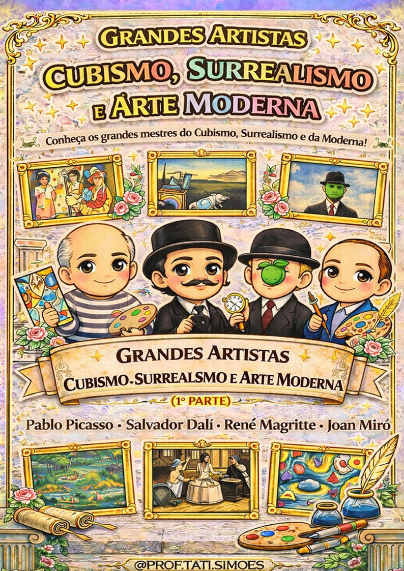 Grandes Artistas: Cubismo, Surrealismo e Arte Moderna (Parte 1) Grandes Artistas: Cubismo, Surrealismo e Arte Moderna (Parte 1) @prof.tati.simoes
