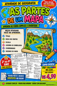 Atividades: As Partes de um Mapa (Colorido + P&B com Gabarito)