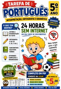 Tarefa de Português 5º Ano: Interpretação, Ortografia e Gramática em PDF