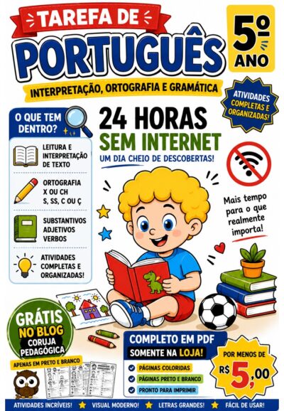 Tarefa de Português 5º Ano: Interpretação, Ortografia e Gramática em PDF