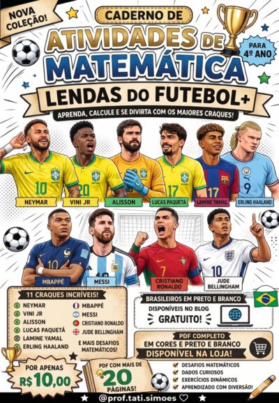 Caderno de Matemática Lendas do Futebol: Copa do Mundo @prof.tati.simoes