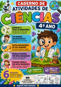 Caderno de Atividades de Ciências 4º Ano | Cadeias Alimentares e Mundo Microscópico | PDF + BNCC - @pfrof.tati.simoes