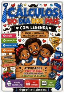 Caderno de Cálculos Matemáticos do Dia dos Pais em PDF – 4 Operações com Legenda