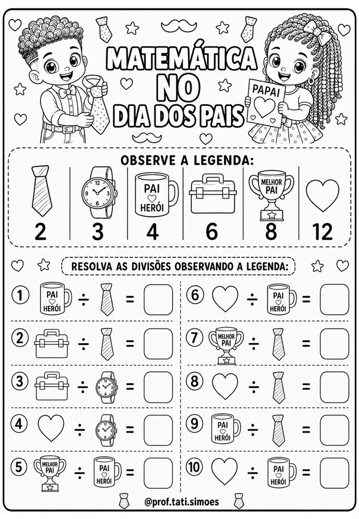 Cálculos Matemáticos do Dia dos Pais em PDF – 4 Operações com Legenda Caderno de Cálculos Matemáticos do Dia dos Pais em PDF – 4 Operações com Legenda