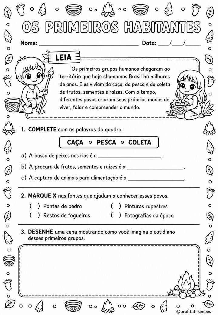 Atividades de História – Povos Originários do Brasil | 4º Ano ATIVIDADES DE HISTÓRIA PARA O 4º ANO: POVOS ORIGINÁRIOS DO BRASIL