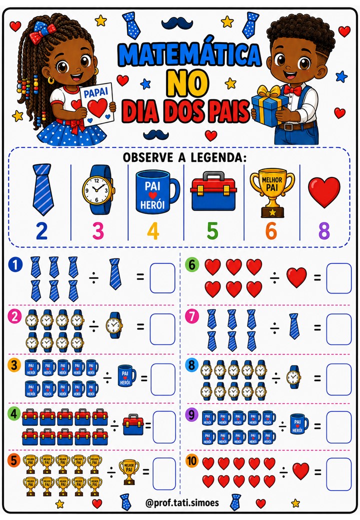 Cálculos Matemáticos do Dia dos Pais em PDF – 4 Operações com Legenda Caderno de Cálculos Matemáticos do Dia dos Pais em PDF – 4 Operações com Legenda